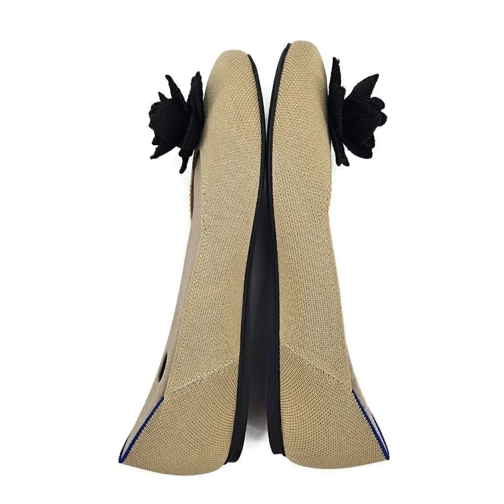 New Rothys The Petal Square Womens 9.5 Sand Soiree Flats
